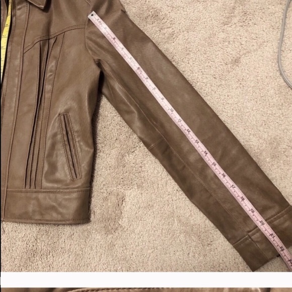 Moda International brown leather jacket full zip pockets tan Victoria’s Secret - Picture 6 of 8